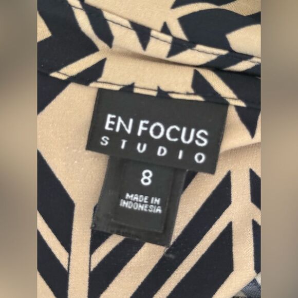 EnFocus Studio Geometric Black/Cream Dress, Work, Office Attire, Size 8 - Picture 9 of 9